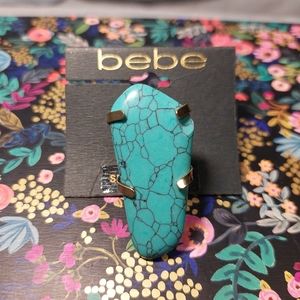 bebe Semi Precious Turquoise Adjustable Ring